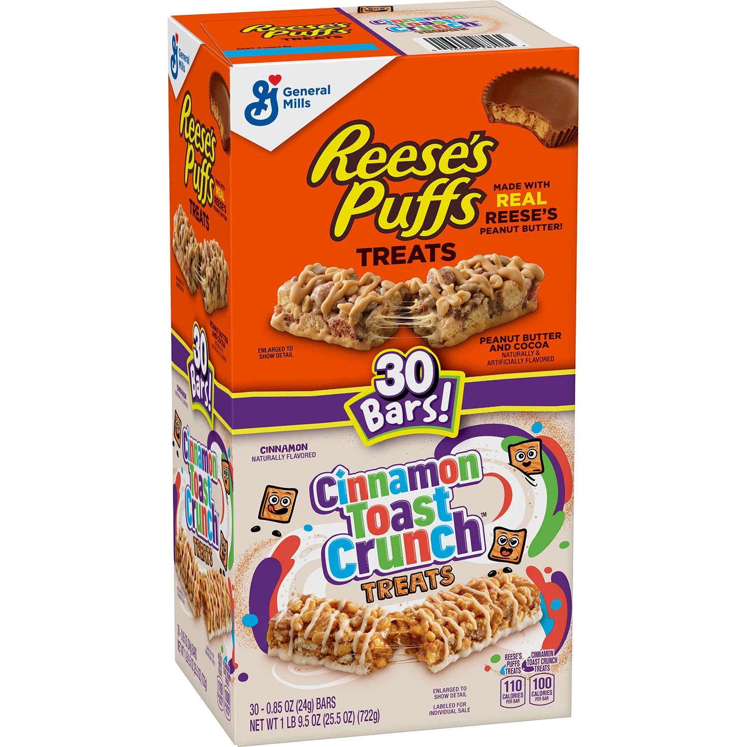 Reese's Puffs & Cinnamon Toast Crunch Cereal Bar Treats, 30 ea OTC